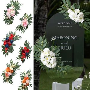 Decoratieve bloemen 1Pair Achtergrond voor bruiloft Decor Artificial Arch Flower Kit Eucalyptus Garland Grapes Gesimuleerd Welkomsign