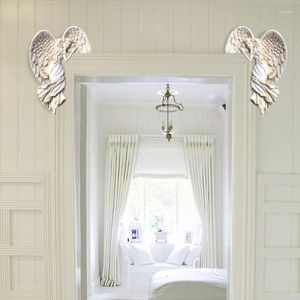 Decoratieve bloemen 1pair deurkader Angel Wing Sculpture Simulatie Goddesses Actie standbeeld houding klassieke open haard hoek r u3t2