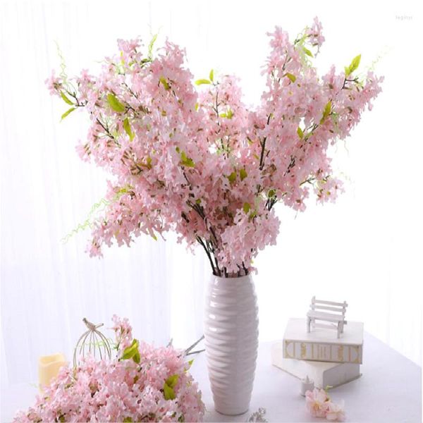 Fleurs décoratives 1 pièce 100cm fleur artificielle cerisier prunier fleur de pêche en plastique longue tige branche de soie faux mariage décor à la maison