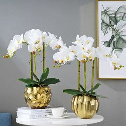 Fleurs décoratives 1pc 104cm plantes en soie artificielles arrangement d'orchidées grande taille table de luxe fleur maison El fête bureau décor pas de vase