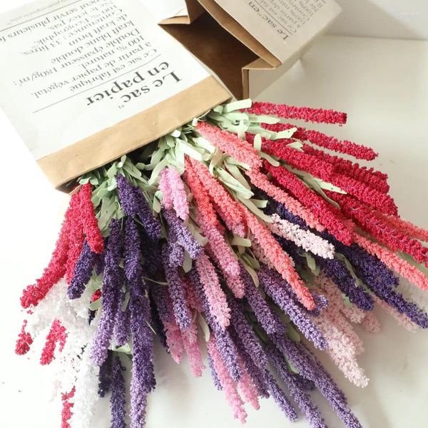 Fleurs décoratives 1pc 12 Head Provence Lavender Flower Plant Fake Silk Simulation en gros