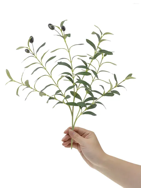 Fleurs décoratives 1pc 20,47 pouces Simulation verte olive à pôle court avec fruit décoration maison table de restauration Office central vase vase