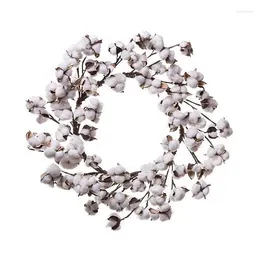 Fleurs décoratives 1PC 20 pouces countrales séchées vivant en coton naturel Coton Boll Fleur Couronne pour la porte de la porte de la ferme Décoration