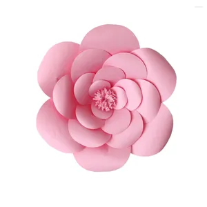Fleurs décoratives 1pc 20cm 3d Paper Flower Dorcor pour fête à la maison Décoration de fond de mariage (rose) Artificiel