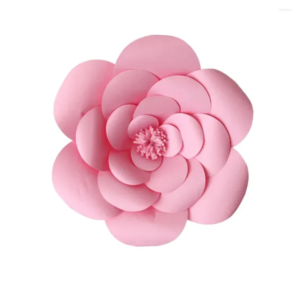 Flores decorativas 1pc 20 cm Decoración de pared de flores de papel 3D para la fiesta Decoración del fondo de la boda (rosa) Artificial