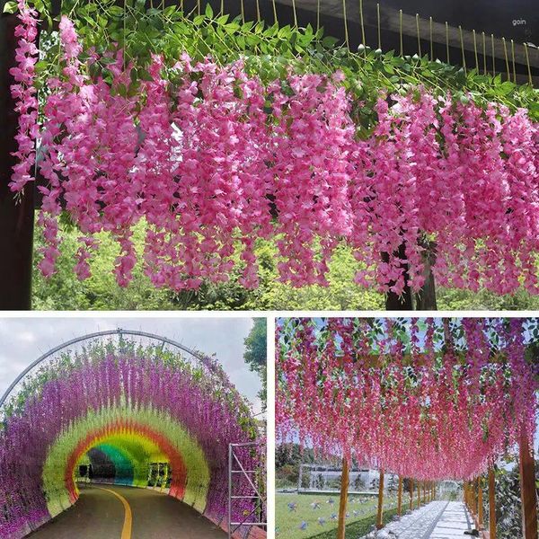 Fleurs décoratives 1pc 30cm fausse vigne de glycine artificielle maison fête de mariage jardin extérieur balcon décor bricolage plantes