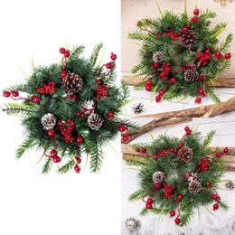 Fleurs décoratives 1pc 30cm simulé de rotin couronne de Noël Courure de Noël Floral Porte murale suspendue Ornement décor à la maison fête