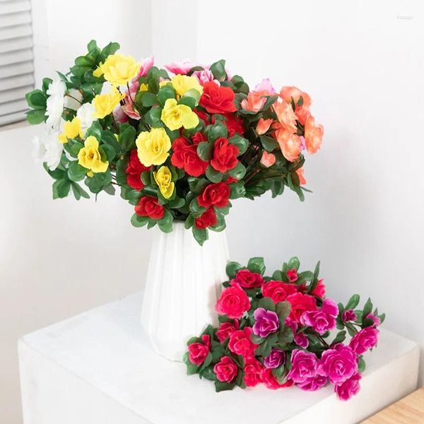 Fleurs décoratives 1pc 33cm Mini azalées fleur artificielle à la main bricolage mariage décoration de la maison mariée noël faux