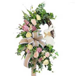 Fleurs décoratives 1pc 35 35cm de fête Décoration de Pâques Couronne de Pâques Carton Mur de porte suspendue Garland