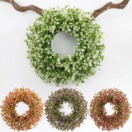 Fleurs décoratives 1pc 35cm Eucalyptus Couronne colorée Spring Summer Garland Garland Home Decoration Multicolor Porte Ornement PVC Artificiel