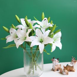 Decoratieve bloemen 1 stc/38 cm witte lelie van kunstmatige boeketten trouwhuis diy decoratie ambachtelijke nepbloem