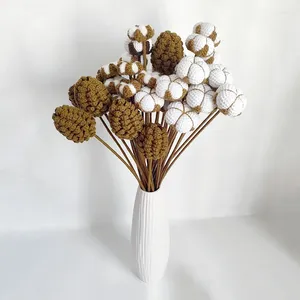 Decoratieve bloemen 1 pc 40 cm Handgemaakt gehaakte dennenappel katoenen boeket voor huistafeldecoratie Diy Crafting Accessoires