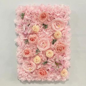 Fleurs décoratives 1pc 40cmx60cm panneaux muraux de fleur 3d Silk Rose Floral Faux Trop d'évacuation pour la décoration de la fête de la fête de mariage