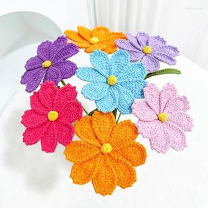 Decoratieve bloemen 1 pc 43 cm breien veelkleurige galsang bloem voor woninginrichting katoen garen haakbaar wasbaar voor altijd bruiloft