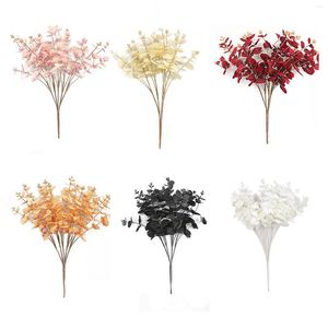 Fleurs décoratives 1 pc 47 cm Artificielle Eucalyptus Tropical Grande Plante Branche Faux Arbre Feuilles Bouquet En Plastique Petit Feuillage Pour Bureau À Domicile