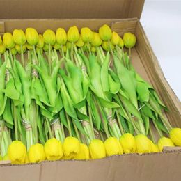 Fleurs décoratives 1PC 5 Bouquet de luxe Silicone Real Touch Tulips Artificial Flower Home Dining Table Arrangement Plant