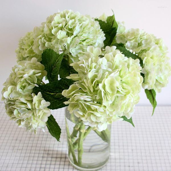 Flores decorativas 1pc 53cm hortensia artificial toque real látex gran falso para la decoración del hogar suministros de boda de ramo de novia