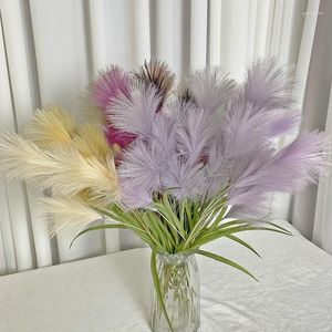 Fleurs décoratives 1 pièce/56cm, Simulation d'herbe, 5 fourchettes, fausses plantes de Pampas artificielles, accessoires de roseau Po pour mariage