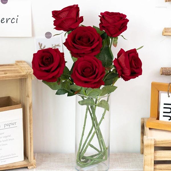 Fleurs décoratives 1pc / 5pc Belle Silk Artificial Rose Flower Home Accessories Mariage Decoration Decoration Party