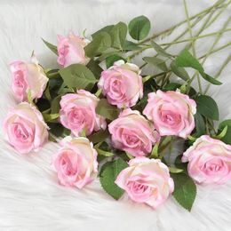 Fiori decorativi 1 pz/5 pz 7x51 cm Fiore di rosa artificiale Decorazione di nozze Bouquet Tavola di casa Impostazione Sparare Piante finte San Valentino