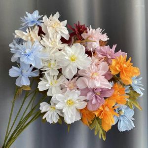 Fleurs décoratives 1pc 6 têtes artificielles chrysanthemums simulation décor de mariage long tige fausse fête de mariage bouquet garland accessoires