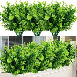 Fleurs décoratives 1pc 7fork plantes artificielles pour les couronnes de Noël de mariage pour le balcon de mariage décor décor de la boîte à bonbons album faux vert