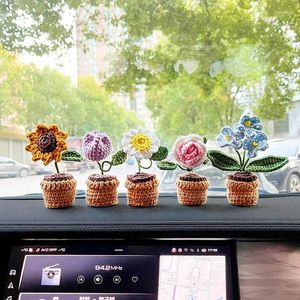 Fleurs décoratives 1pc Pot de fleur artificiel en laine finie en laine immortelle décoration de voiture intérieure petite table de table de table de table