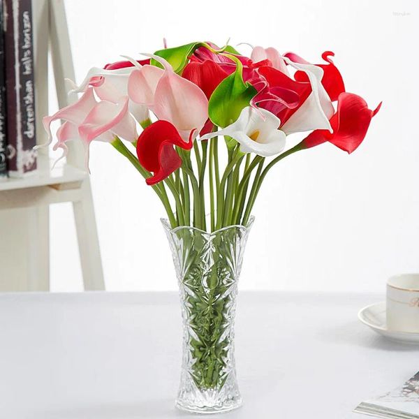 Fleurs décoratives 1PC Artificielle Calla Lily PU Real Touch Fleur De Mariage Bouquet De Mariée Décoration Pour La Maison Table Décor Saint Valentin