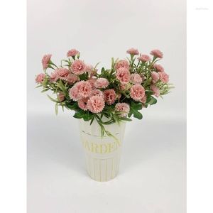 Fleurs décoratives 1pc oeillet artificiel 18 têtes en soie avec tiges pour fleurs bricolage mur bouquets de mariage arrangements de centres de table