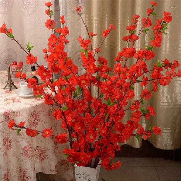 Fleurs décoratives 1pc cerisier artificiel printemps prune fleur de pêcher branche fleur en soie maison mariage en plastique Bouquet 65CM