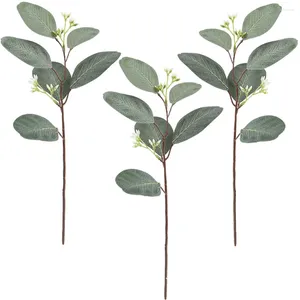 Fleurs décoratives 1pc Eucalyptus artificiel Feuilles de tiges plantes pour bouquets floraux