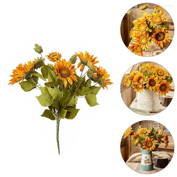 Fleurs décoratives 1 pièce, arrangements de fleurs d'automne artificielles, tige d'arrangement de couronne, tiges de guirlande de tournesol