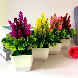Fleurs décoratives 1pc fleur artificielle herbe plantes en pot bonsaï plastique faux ornements maison jardin mariage salon décor