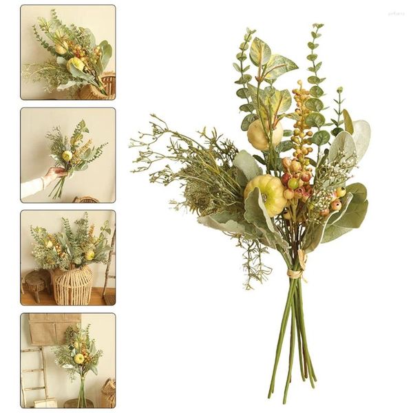 Fleurs décoratives 1pc Artificiel Flower Bouquet Arrangement domestique vert