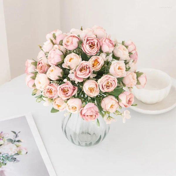 Fleurs décoratives 1pc Bouquet de rose à fleurs artificielles pour la maison de mariage de mariage décoration de Noël jardin arches couronnes bricolage
