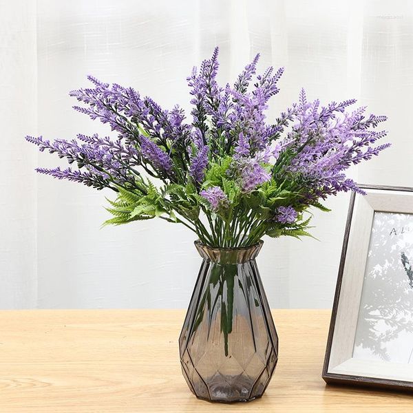 Flores decorativas 1 pieza flor artificial 37 cm púrpura lavanda seda simulación planta hogar arreglo Floral boda decoración falsa