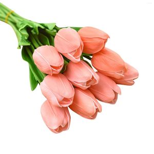 Fleurs décoratives 1PC TULIP PU ARTIFICIEL DE haute qualité pour la maison de fête à la maison Décoration de chambre à coucher faux mariage Bouquet de mariée