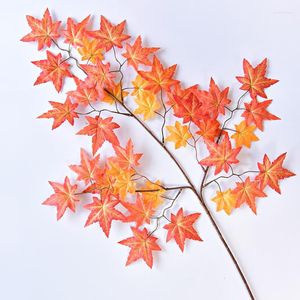 Flores decorativas 1 pieza de hojas artificiales, rama de árbol de arce rojo, planta de simulación de plástico para decoración de jardín, decoración de paisajismo