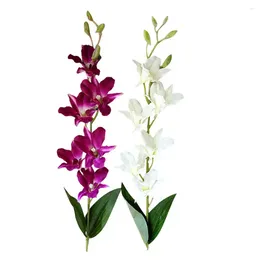 Decoratieve Bloemen 1PC Kunstmatige Orchidee Tak Zijde Cattleya Bloem Vlinder Voor Thuis Bruiloft Eettafel Decor Fake