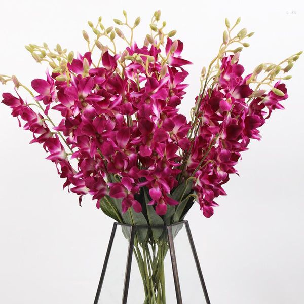 Fleurs décoratives 1 pc branche d'orchidée artificielle soie Cattleya fleur papillon faux pour la décoration de mariage à la maison