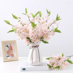 Flores decorativas 1pc rama de flor de durazno artificial rosa blanca flor falsa flor de diatismo decoración de bodas arreglo de seda floral