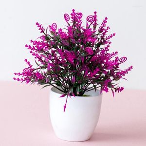 Decoratieve bloemen 1 pc kunstmatige roze lavendel bonsai groen plastic potten nep plantenmodel thuisfeest binnenplaats decoreren bloemenprops