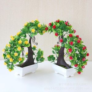 Fleurs décoratives 1 pc Plante Artificielle Bonsaï Pour Tabl El Bureau Décoration De Jardin Simulation En Plastique En Pot Réaliste Ornement DIY