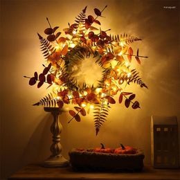 Dekorative Blumen 1PC Künstliche Pflanzengirlande 46CM Geldblatt LED-Licht Zuhause Herbst Thanksgiving Halloween Dekoration-72039R18
