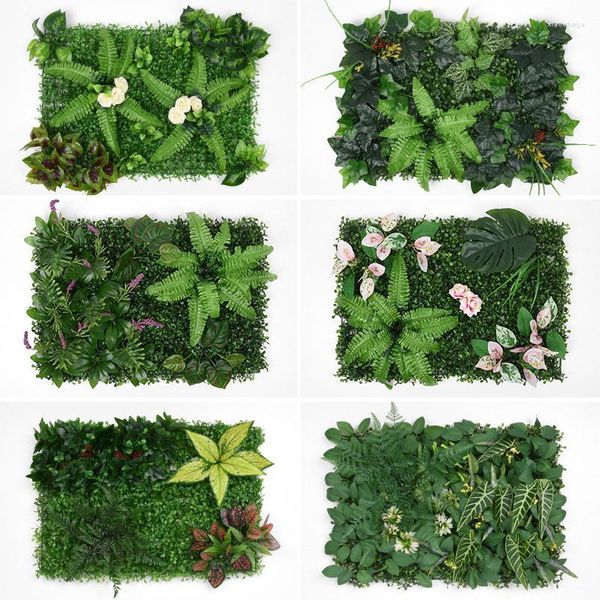 Fleurs décoratives 1 pièce, plante artificielle, gazon mural, fond de jardin, Protection UV, décoration intérieure/extérieure