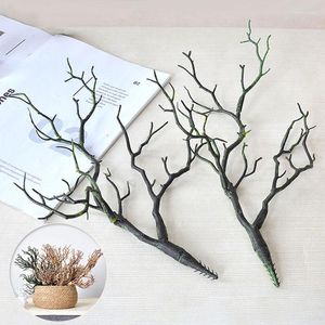 Decoratieve Bloemen 1Pc Kunstmatige Plastic Tak Nep Bladplant Boom DIY Gewei Hoofdband Bruiloft Home Decor Koraal Bloemtakken