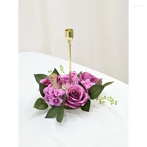 Fleurs décoratives 1pc Artificiel Rose Hortensia Garland Garland Candlestick Table Centres de table de table de décoration