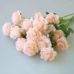 Decoratieve bloemen 1 pc kunstmatige roos zijden long stengel huisverwarming tuin tafel bruiloft diy feest bruids boeket decoratie