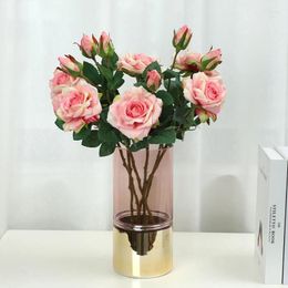 Decoratieve bloemen 1 st Artificial Rose Single Fake Flower Long STEM BOUQUET VOOR HUWELIJKE HOME PARTY Decoratie