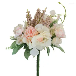 Fleurs décoratives 1pc soie artificielle camélia pivoine Mini Bouquet de fleurs de mariage hortensia pour la décoration de fête à la maison intérieure